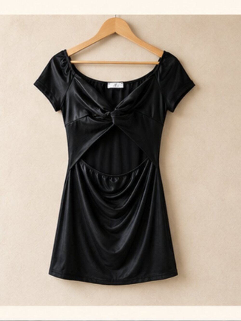 A3 Design Black Cutout Mini Dress 90s Model Copenhagen Bodycon Euro Club Size L
